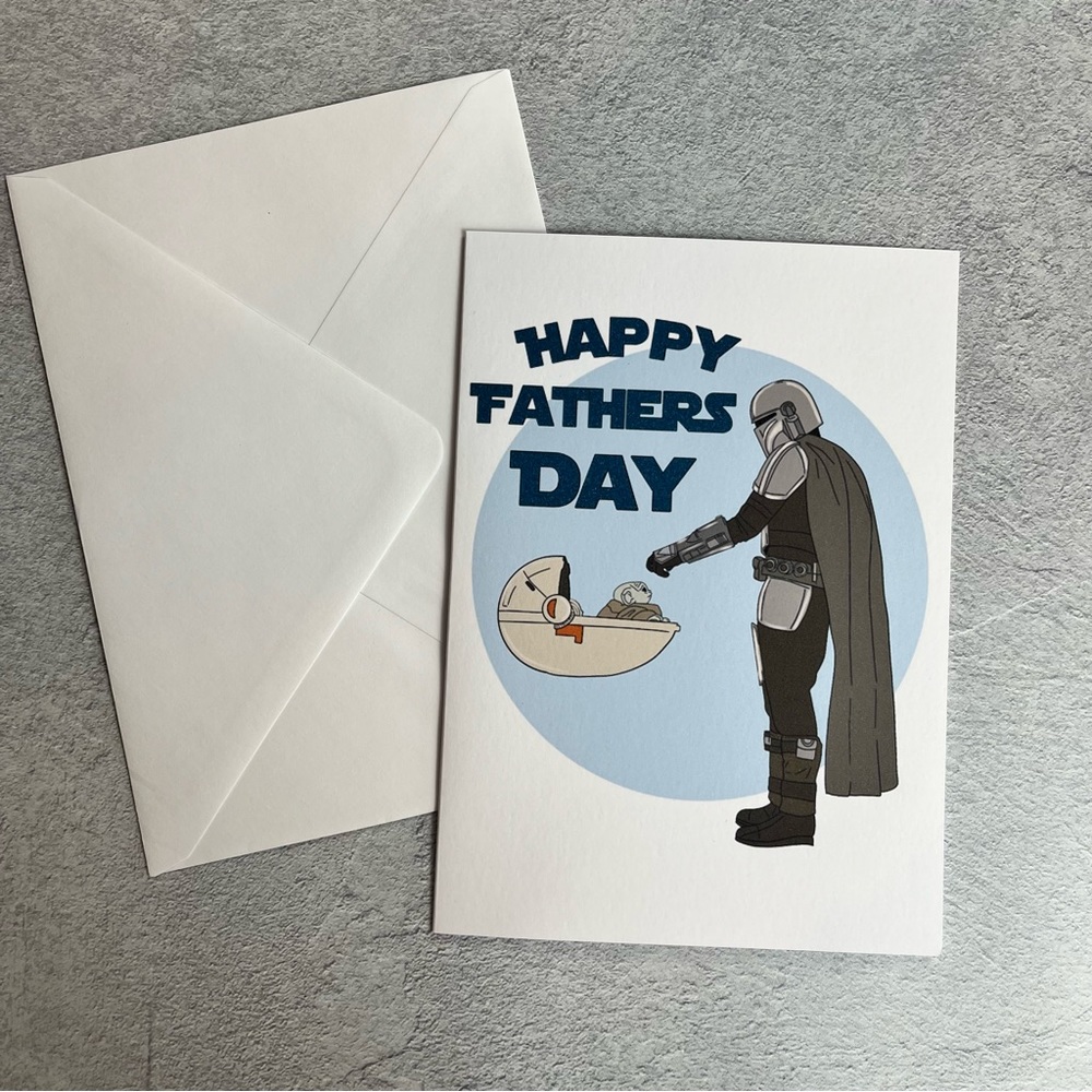 Happy Father’s Day Star Wars baby Yoda the mandalorian holiday greeting card